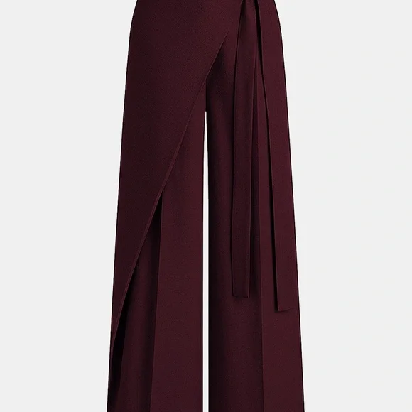Commense NWT Burgundy Wide Leg Tie Waist Pants - Picture 1 of 4